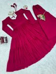 FANCY GEORGETTE LAYERED RUFFLE STYLE GOWN WITH PALAZZO PARTY WEAR WHOLESALE PRICE ETHNIC GARMENT (3)