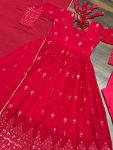 FANCY GEORGETTE SEQUENCE EMBROIDERY WORK GOWN BOTTOM WITH DUPATTA PARTY WEAR WHOLESALE PRICE ETHNIC GARMENT (4)