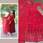 FANCY GEORGETTE SEQUENCE EMBROIDERY WORK GOWN BOTTOM WITH DUPATTA PARTY WEAR WHOLESALE PRICE ETHNIC GARMENT (4)