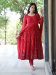 FANCY GEORGETTE SEQUENCE EMBROIDERY WORK GOWN BOTTOM WITH DUPATTA PARTY WEAR WHOLESALE PRICE ETHNIC GARMENT (4)