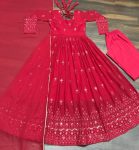 FANCY GEORGETTE SEQUENCE EMBROIDERY WORK GOWN BOTTOM WITH DUPATTA PARTY WEAR WHOLESALE PRICE ETHNIC GARMENT (4)