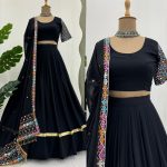 FANCY GEORGETTE THREAD SEQUENCE WORK LEHENGA CHOLI WITH DUPATTA PARTY WEAR WHOLESALE PRICE ETHNIC GARMENT (11)