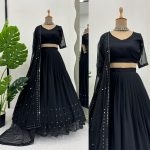 FANCY GEORGETTE THREAD SEQUENCE WORK LEHENGA CHOLI WITH DUPATTA PARTY WEAR WHOLESALE PRICE ETHNIC GARMENT (3)