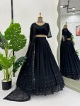 FANCY GEORGETTE THREAD SEQUENCE WORK LEHENGA CHOLI WITH DUPATTA PARTY WEAR WHOLESALE PRICE ETHNIC GARMENT (3)