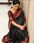 FANCY LICHI SILK ZARI WEAVING WORK BLACK COLOR SAREE WITH UNSTITCHED BLOUSE PARTY WEAR WHOLESALE PRICE ETHNIC GARMENT (3)