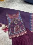 FANCY MUSLIN NECK HAND WORK TOP BOTTOM WITH DUPATTA CASUAL WEAR WHOLESALE PRICE ETHNIC GARMENT (3)