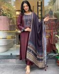 FANCY MUSLIN NECK HAND WORK TOP BOTTOM WITH DUPATTA CASUAL WEAR WHOLESALE PRICE ETHNIC GARMENT (3)