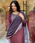 FANCY MUSLIN NECK HAND WORK TOP BOTTOM WITH DUPATTA CASUAL WEAR WHOLESALE PRICE ETHNIC GARMENT (3)