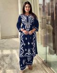 FANCY RAYON LAKHNAVI WORK KURTI PALAZZO SET CASUAL WEAR WHOLESALE PRICE ETHNIC GARMENT (3)