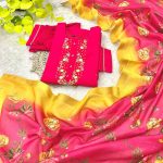 FANCY ROMAN SILK NECK HAND WORK KURTI PANT WITH DUPATTA PARTY WEAR WHOLESALE PRICE ETHNIC GARMENT 1) (11)