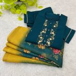 FANCY ROMAN SILK NECK HAND WORK KURTI PANT WITH DUPATTA PARTY WEAR WHOLESALE PRICE ETHNIC GARMENT 1) (1)