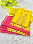 FANCY ROMAN SILK NECK HAND WORK KURTI PANT WITH DUPATTA PARTY WEAR WHOLESALE PRICE ETHNIC GARMENT 1) (6)