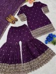 FANCY SILK EMBROIDERY WORK TOP SHARARA WITH DUPATTA PARTY WEAR WHOLESALE PRICE ETHNIC GARMENT (3)