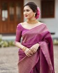 FANCY SOFT BANARASI SILK WEAVING WORK SAREE WITH UNSTITCHED BLOUSE PARTY WEAR WHOLESALE PRICE ETHNIC GARMENT (2)