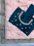 FANCY SOFT ORGANZA EMBROIDERY WORK SAREE WITH UNSTITCHED BLOUSE PARTY WEAR WHOLESALE PRICE ETHNIC GARMENT (7)