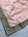 FANCY SOFT ORGANZA EMBROIDERY WORK SAREE WITH UNSTITCHED BLOUSE PARTY WEAR WHOLESALE PRICE ETHNIC GARMENT (7)