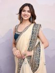 FANCY SOFT ORGANZA EMBROIDERY WORK SAREE WITH UNSTITCHED BLOUSE PARTY WEAR WHOLESALE PRICE ETHNIC GARMENT (4)