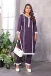 FANCY STAR GEORGETTE COTTON LACE BORDER WORK TOP PANT SET CASUAL WEAR WHOLESALE PRICE ETHNIC GARMENT 1 (1)