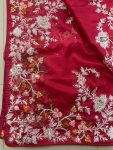 FANCY TABBY ORGANZA SILK EMBROIDERY LACE WORK SAREE WITH UNSTITCHED BLOUSE PARTY WEAR WHOLESALE PRICE ETHNIC GARMENT (2)