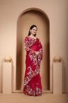 FANCY TABBY ORGANZA SILK EMBROIDERY LACE WORK SAREE WITH UNSTITCHED BLOUSE PARTY WEAR WHOLESALE PRICE ETHNIC GARMENT (2)
