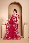 FANCY TABBY ORGANZA SILK EMBROIDERY LACE WORK SAREE WITH UNSTITCHED BLOUSE PARTY WEAR WHOLESALE PRICE ETHNIC GARMENT (2)