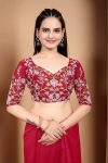 FANCY TABBY ORGANZA SILK EMBROIDERY LACE WORK SAREE WITH UNSTITCHED BLOUSE PARTY WEAR WHOLESALE PRICE ETHNIC GARMENT (2)