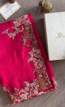FANCY TABBY ORGANZA SILK EMBROIDERY LACE WORK SAREE WITH UNSTITCHED BLOUSE PARTY WEAR WHOLESALE PRICE ETHNIC GARMENT (2)