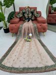 FANCY TWILL NET THREAD SEQUENCE WORK SAREE WITH UNSTITCHED BLOUSE PARTY WEAR WHOLESALE PRICE ETHNIC GARMENT (8)