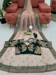 FANCY TWILL NET THREAD SEQUENCE WORK SAREE WITH UNSTITCHED BLOUSE PARTY WEAR WHOLESALE PRICE ETHNIC GARMENT (8)