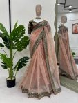 FANCY TWILL NET THREAD SEQUENCE WORK SAREE WITH UNSTITCHED BLOUSE PARTY WEAR WHOLESALE PRICE ETHNIC GARMENT (8)