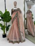 FANCY TWILL NET THREAD SEQUENCE WORK SAREE WITH UNSTITCHED BLOUSE PARTY WEAR WHOLESALE PRICE ETHNIC GARMENT (8)