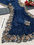 FANCY VICHITRA SILK THREAD EMBROIDERY WORK SAREE WITH UNSTITCHED BLOUSE PARTY WEAR WHOLESALE PRICE ETHNIC GARMENT (7)