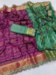 FASHIONABLE BANARASI SILK WEAVING EMBROIDERY LACE WORK SAREE WITH UNSTITCHED BLOUSE PARTY WEAR WHOLESALE PRICE ETHNIC GARMENT (4)