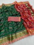 FASHIONABLE BANARASI SILK WEAVING EMBROIDERY LACE WORK SAREE WITH UNSTITCHED BLOUSE PARTY WEAR WHOLESALE PRICE ETHNIC GARMENT (5)