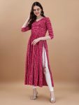 FASHIONABLE BANDHANI PRINTED NAYRA CUT KURTI WITH HANDMADE LATKAN FESTIVE WEAR WHOLESALE PRICE ETHNIC GARMENT (15)