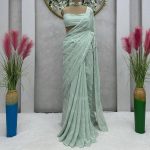 FASHIONABLE CHIFFON GEORGETTE SEQUENCE WORK SAREE WITH UNSTITCHED BLOUSE PARTY WEAR WHOLESALE PRICE ETHNIC GARMENT (5)