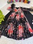 FASHIONABLE CHINON DIGITAL PRINTED LACE WITH HAND WORK ALIA CUT GOWN BOTTOM WITH DUPATTA PARTY WEAR WHOLESALE PRICE ETHNIC GARMENT (4)
