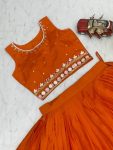 FASHIONABLE CHINON EMBROIDERY SEQUENCE THREAD WORK LEHENGA CHOLI WITH KOTI PARTY WEAR WHOLESALE PRICE ETHNIC GARMENT (8)