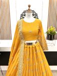 FASHIONABLE CHINON SILK EMBROIDERY SEQUENCE WORK LEHNGA CHOLI WITH DUPATTA PARTY WEAR WHOLESALE PRICE ETHNIC GARMENT (6)