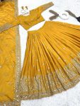 FASHIONABLE CHINON SILK EMBROIDERY SEQUENCE WORK LEHNGA CHOLI WITH DUPATTA PARTY WEAR WHOLESALE PRICE ETHNIC GARMENT (6)