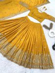 FASHIONABLE CHINON SILK EMBROIDERY SEQUENCE WORK LEHNGA CHOLI WITH DUPATTA PARTY WEAR WHOLESALE PRICE ETHNIC GARMENT (6)