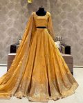 FASHIONABLE CHINON SILK EMBROIDERY SEQUENCE WORK LEHNGA CHOLI WITH DUPATTA PARTY WEAR WHOLESALE PRICE ETHNIC GARMENT (6)