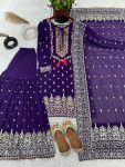 FASHIONABLE CHINON SILK EMBROIDREY SEQUENCE WORK TOP SHARARA WITH DUPATTA PARTY WEAR WHOLESALE PRICE ETHNIC GARMENT (4)