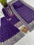 FASHIONABLE CHINON SILK EMBROIDREY SEQUENCE WORK TOP SHARARA WITH DUPATTA PARTY WEAR WHOLESALE PRICE ETHNIC GARMENT (4)