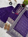 FASHIONABLE CHINON SILK EMBROIDREY SEQUENCE WORK TOP SHARARA WITH DUPATTA PARTY WEAR WHOLESALE PRICE ETHNIC GARMENT (4)