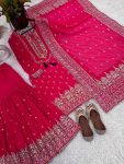 FASHIONABLE CHINON SILK EMBROIDREY SEQUENCE WORK TOP SHARARA WITH DUPATTA PARTY WEAR WHOLESALE PRICE ETHNIC GARMENT (2)