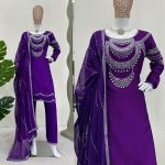 FASHIONABLE CHINON SILK THREAD SEQUENCE WITH RIVET MOTI WORK TOP PANT WITH DUPATTA FESTIVAL WEAR WHOLESALE PRICE ETHNIC GARMENT (2)