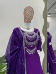 FASHIONABLE CHINON SILK THREAD SEQUENCE WITH RIVET MOTI WORK TOP PANT WITH DUPATTA FESTIVAL WEAR WHOLESALE PRICE ETHNIC GARMENT (2)