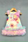 FASHIONABLE COTTON PRINT A LINE AND ONE SIDE SHOULDER ATTACHED WITH BOW WORK KIDS FROCK PARTY WEAR WHOLESALE PRICE ETHJNIC GARMENT 4 (2)