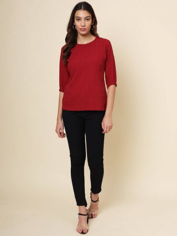 FASHIONABLE COTTON READY TO WEAR TOP ONLY RED